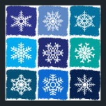 Póster Snowflakes<br><div class="desc">Snowflakes in white grunge frame on blue background</div>