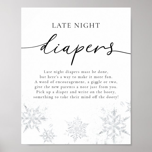Póster Snowflakes Late Night Diapers Rótulo (Frente)