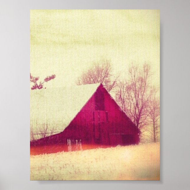 Póster Snowley Rustic Red Winn Barn en Iowa (Frente)