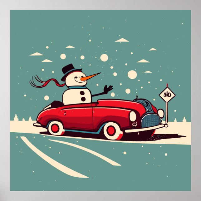 Póster snowman bye a car (Frente)