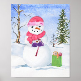 Póster Snowman con una cucaracha rosada en la escena de i