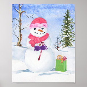 Póster Snowman con una cucaracha rosada en la escena de i