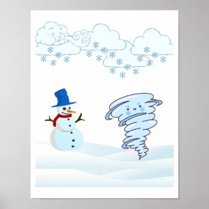 Póster Snowman de invierno y viento