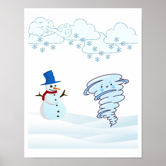 Póster Snowman de invierno y viento (Frente)
