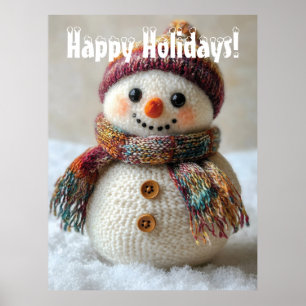 Póster Snowman de lana adorable con diseño de Gorra y buf