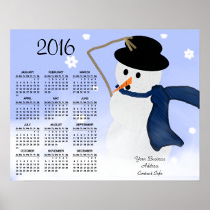 Póster Snowman en el calendario de promociones de negocio