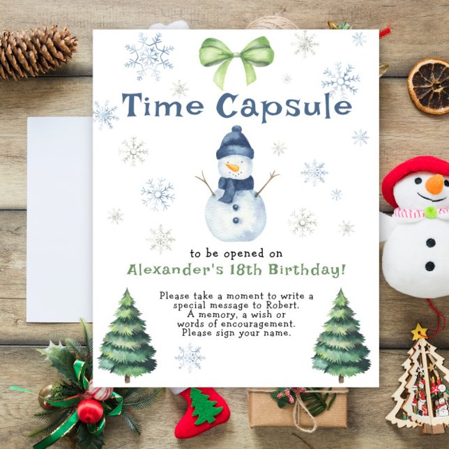Póster Snowman Evergreen Time Capsule 1er cumpleaños (Subido por el creador)