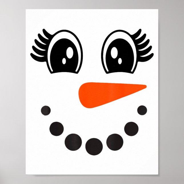 Póster Snowman Girl Face For Girls Christmas Winter  (Frente)