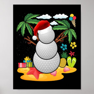 Póster Snowman Golfer Tee Navidades Verano En Julio Fiest
