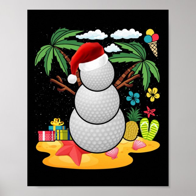 Póster Snowman Golfer Tee Navidades Verano En Julio Fiest (Frente)