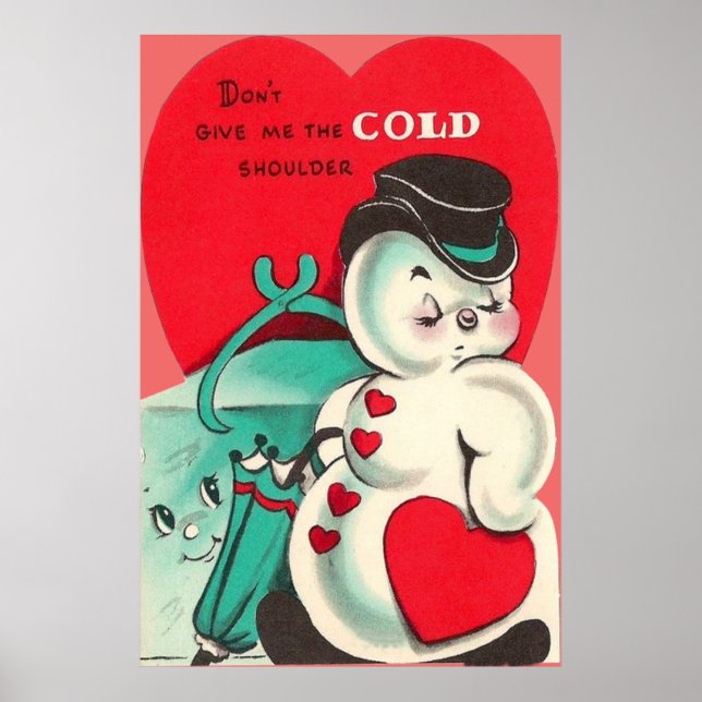 Póster Snowman Ice Tongs Heart Umbrella Valentine (Frente)