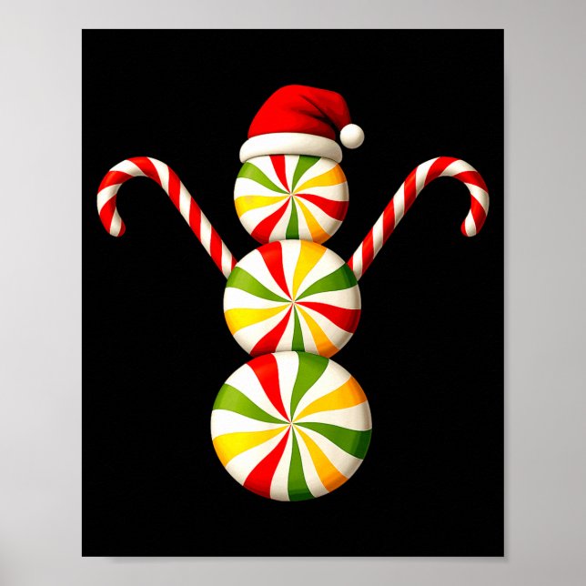 Póster Snowman Peppermint Candies Merry Christmas Pajamas (Frente)
