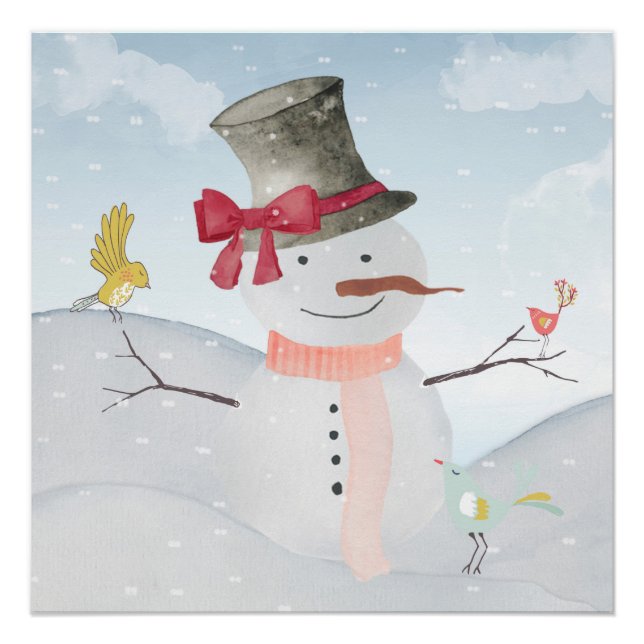Póster Snowman y los amigos de Woodland en invierno (Anverso)