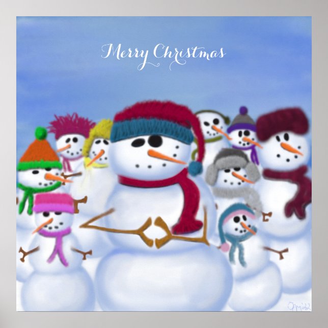 Póster Snowmen lindo y caprichoso (Frente)