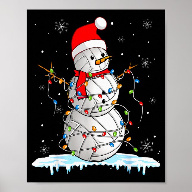 Póster Snowmies Santa Lights Christmas Snowman Volleyball (Frente)