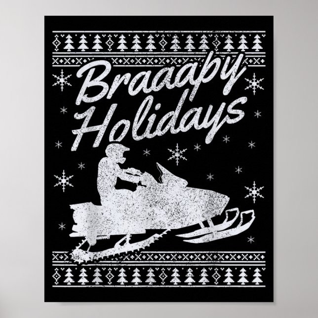 Póster Snowmobile Braapy Holidays Funny Braap Ugly Christ (Frente)