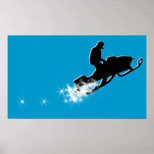 Póster snowmobile. rastro del polvo