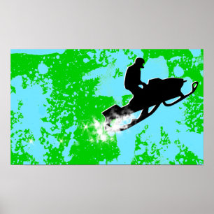 Póster snowmobile. rastro del polvo