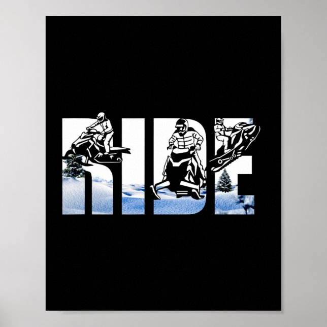 Póster Snowmobile Ride Snowmobiling Winter Sport Skits S (Frente)