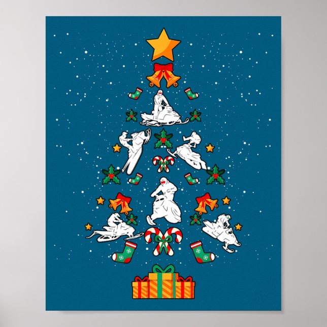Póster Snowmobile Snowmobiling Christmas Tree Xmas  (Frente)