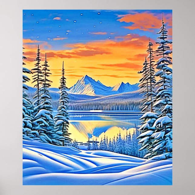 Póster Snowowsky Mountain Sunset Glow (Frente)