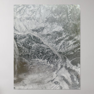 Póster Snowy and hazy central Russia showing the Ob Ri