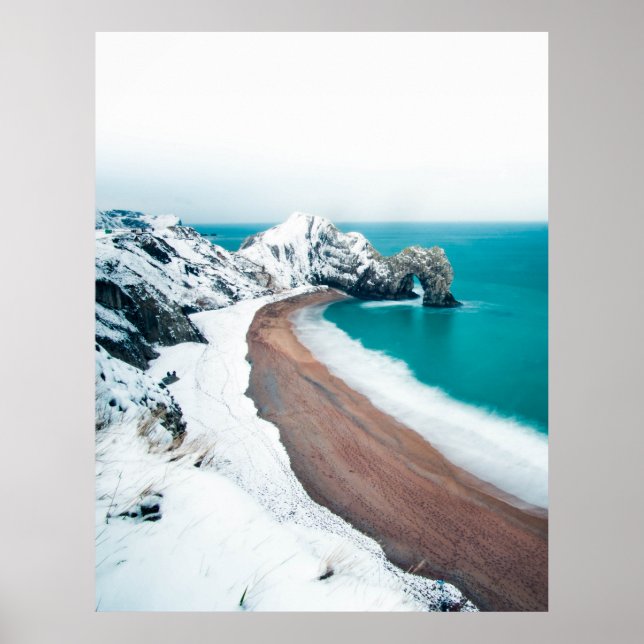 PÓSTER SNOWY DURDLE DOOR, LULWORTH, DORSET, UK (Frente)