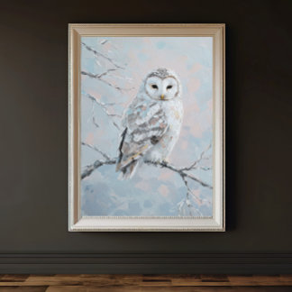 Póster Snowy Owl on Winter Branch – Tranquil Nature Art