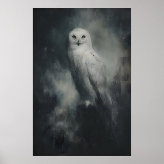 Póster Snowy Owl Wall Art Printable Gothic Bird Painting (Frente)