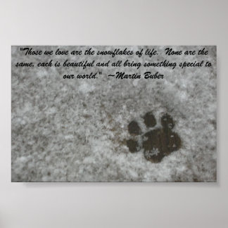Póster Snowy Paw Print