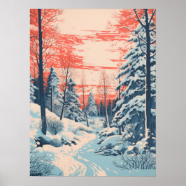 Póster Snowy Sunset Serenity