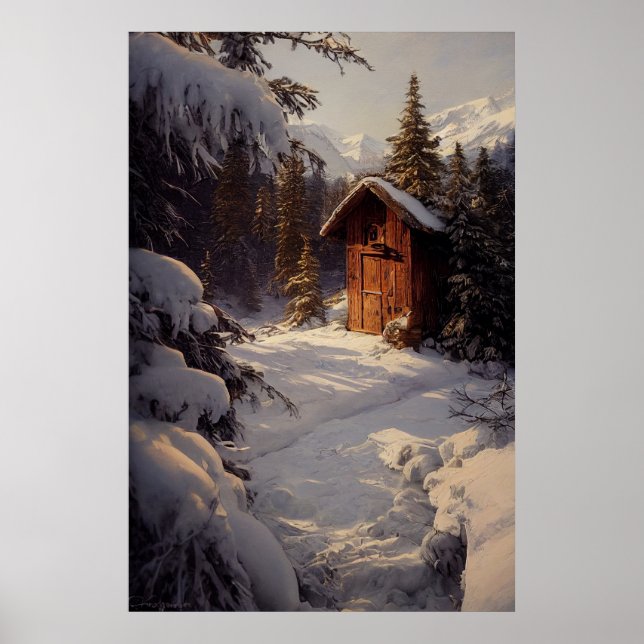 Póster Snowy Winter Landscape Art Poster (Frente)