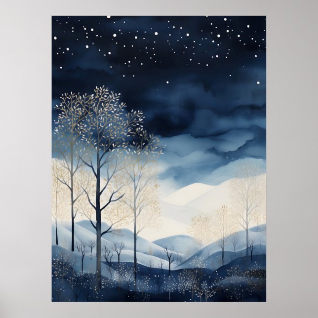 Póster Snowy Winter Landscape Art Poster (Frente)