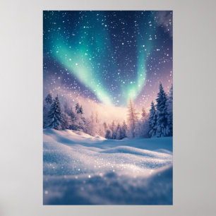 Póster Snowy Winter Landscape Art Poster