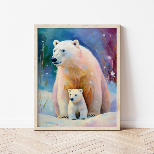 Póster Snowy Winter Polar Bears Modern Art (Subido por el creador)