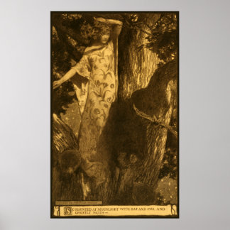 Póster So haunted Moonlight Ghostly Girl Bat & Owl