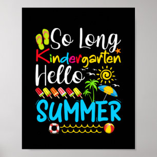 Póster So Long Kindergarten Grado Hello Summer