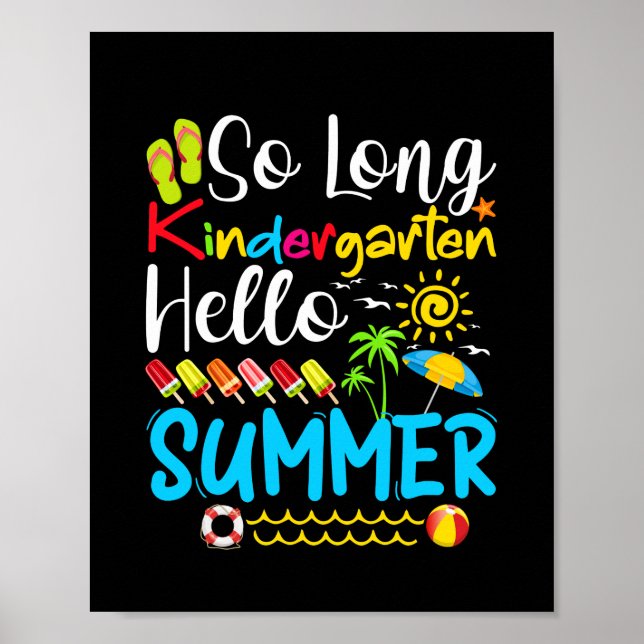 Póster So Long Kindergarten Grado Hello Summer (Frente)