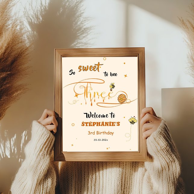Póster So Sweet To Bee Three Cute Honey Bee 3rd Birthday (Subido por el creador)