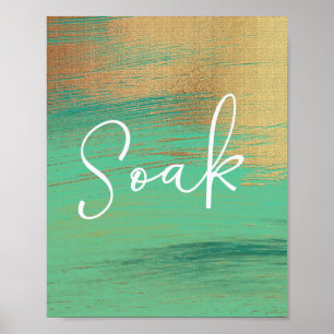 Póster Soak Green Gold Scripting Baño poster de pared