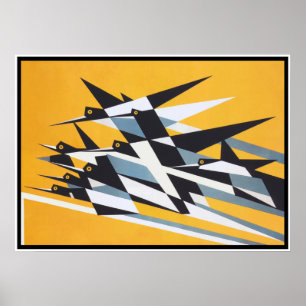 Póster Soar al éxito, pájaros, abstracto, geométrico, ret