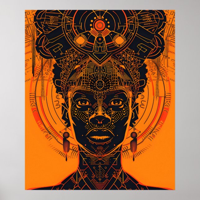 Póster Soberanía majestuosa: Reina afroamericana (Frente)
