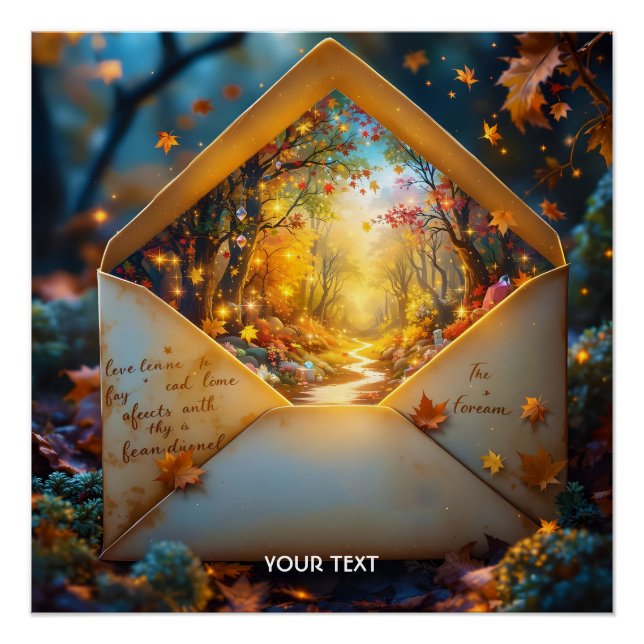 Póster Sobre de otoño antiguo y bonito (Anverso)