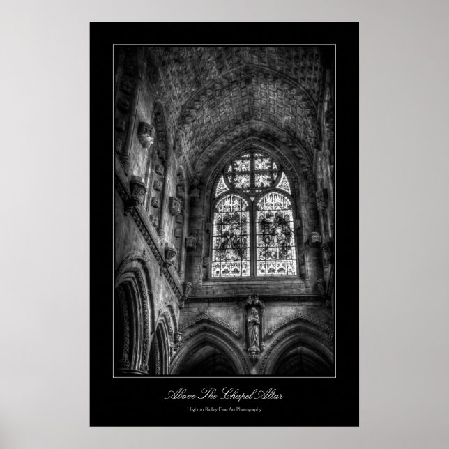 Póster Sobre El Altar De La Capilla, Vidrio Manchado (Frente)