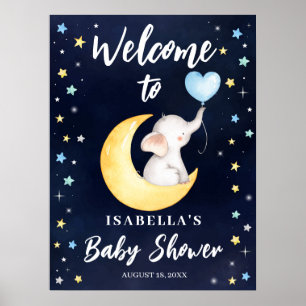 Póster Sobre el Baby Shower del Elefante Galaxy de la Lun