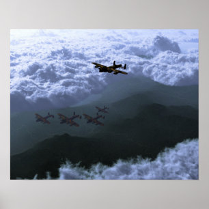 Póster Sobre el mar de nubes Lancaster Bombers