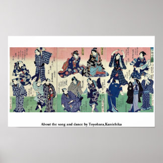 Póster Sobre la canción y la danza de Toyohara, Kunichika