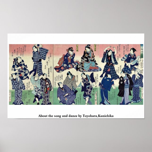 Póster Sobre la canción y la danza de Toyohara, Kunichika (Frente)