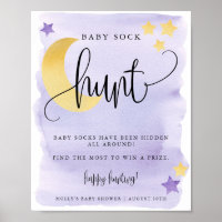 Sobre la caza de choques Baby Shower púrpura en la