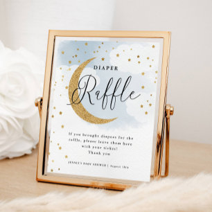 Póster Sobre la ducha de la pantalla del pañal azul de la